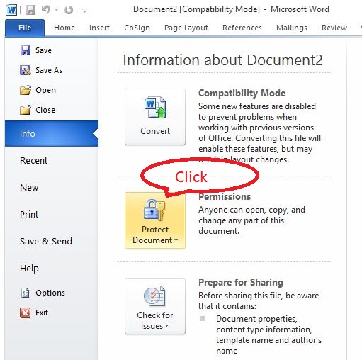word 2016 how to protect a document from any editing