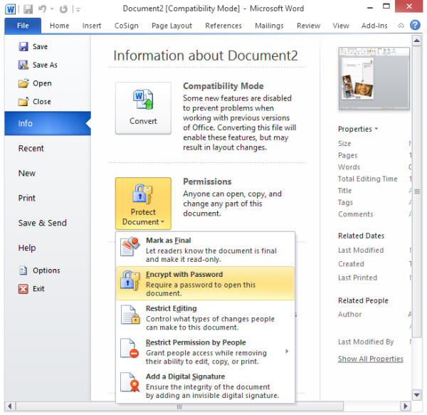how to protect a microsoft word document from further edits