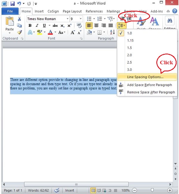 Paragraph Spacing In Word 2010